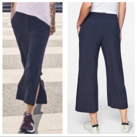 Athleta Pants - Athleta Navy Wide-Leg Cropped Pants